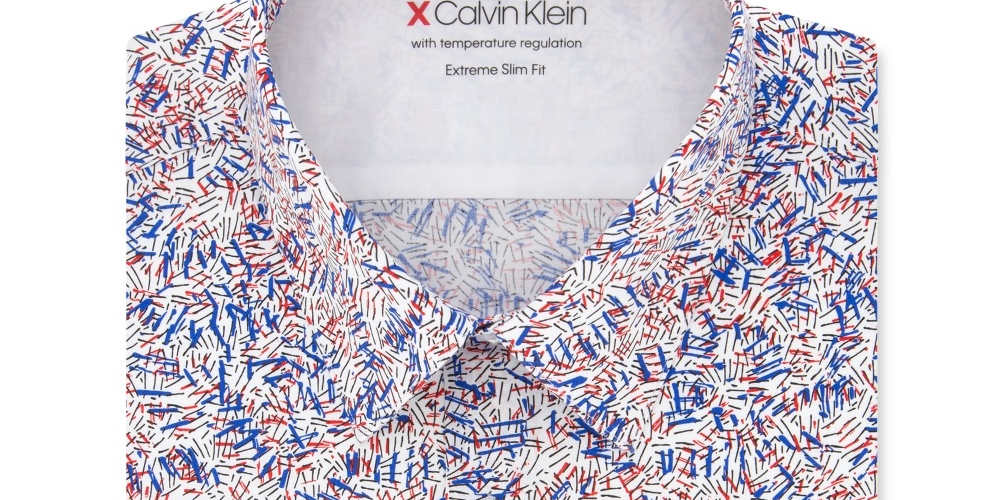 Camisa social masculina Calvin Klein Extra Slim Fit vermelha tamanho 15x32-33