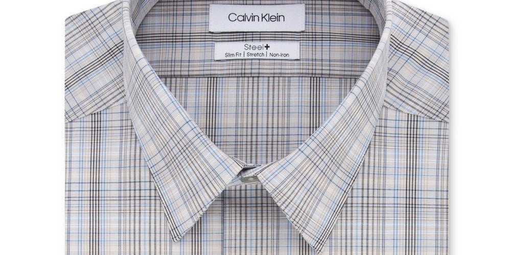 Camisa social masculina Calvin Klein xadrez com gola bege tamanho 15x32x33