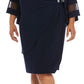Vestido feminino plus size R &amp; M Richards com manga sino e estampa de ilusão, azul, tamanho 18W