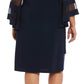 Vestido feminino plus size R &amp; M Richards com manga sino e estampa de ilusão, azul, tamanho 18W