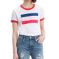 Camiseta Levi's Feminina Cotton Logo Ringer Branca Tamanho Médio
