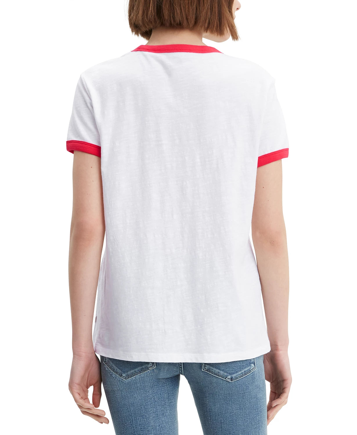 Camiseta Levi's Feminina Cotton Logo Ringer Branca Tamanho Médio
