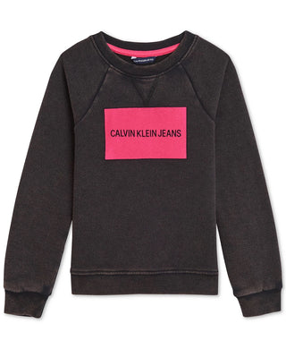 Calvin Klein Big Girls Moletom com logotipo preto tamanho 7