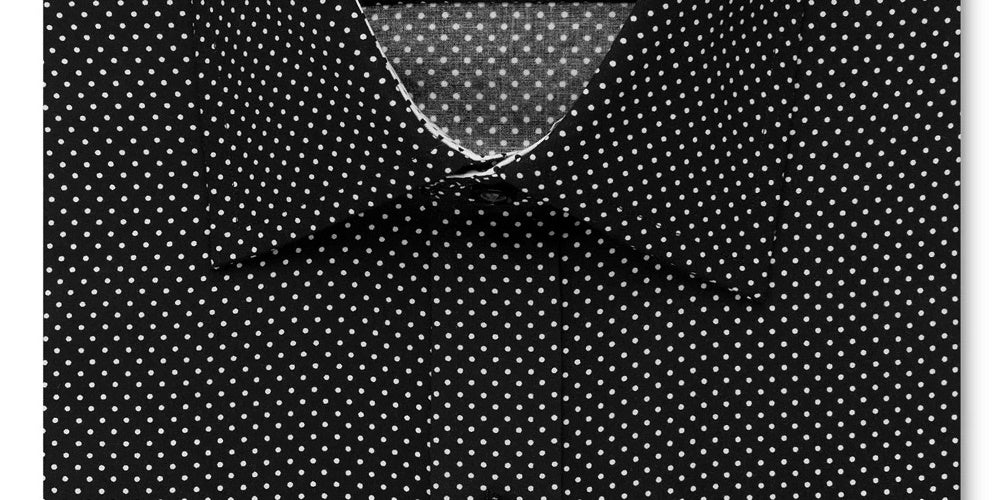 Camisa social masculina Sean John com bolinhas e ajuste sob medida, preta, tamanho 15,5 x 34 x 35