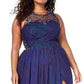 Vestido feminino City Studios com estampa tulipa e detalhes da moda, azul-marinho, tamanho 22W