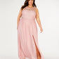 Vestido feminino City Studios plus size com estampa de tulipa e ilusão, rosa, tamanho 20W