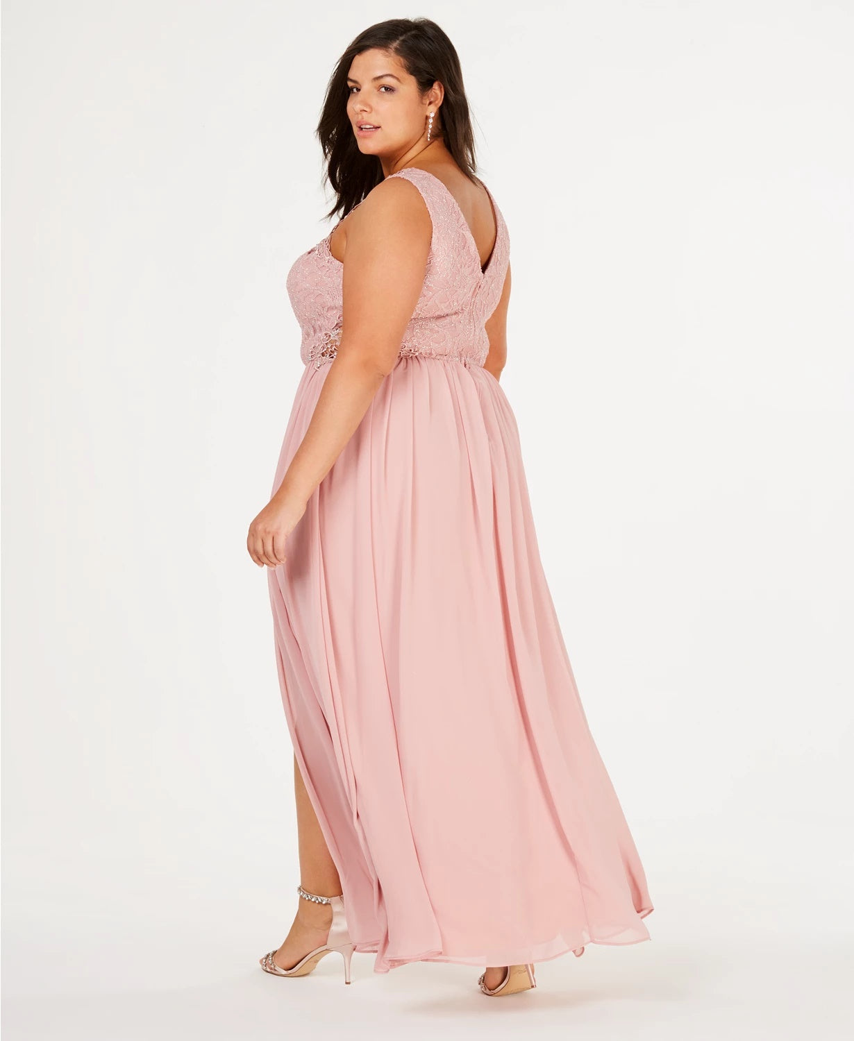 Vestido feminino City Studios plus size com estampa de tulipa e ilusão, rosa, tamanho 20W