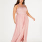 Vestido feminino City Studios plus size com estampa de tulipa e ilusão, rosa, tamanho 20W