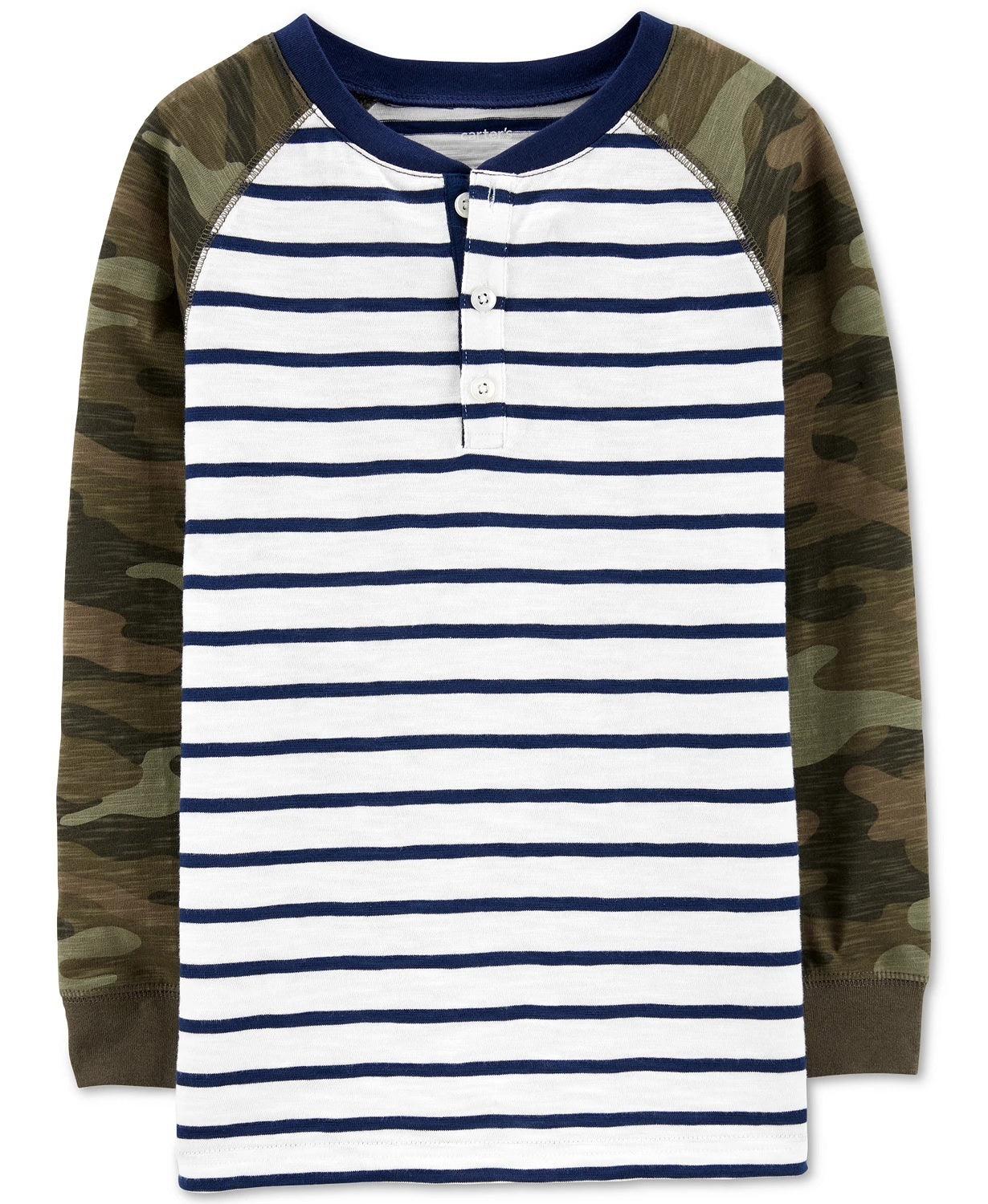Camiseta Henley de algodão listrada e camuflada Carter's Little &amp; Big Boy's, tamanho 8, vários tamanhos