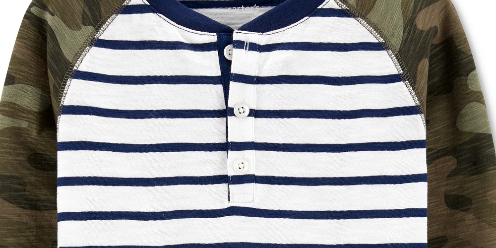 Camiseta Henley de algodão listrada e camuflada Carter's Little &amp; Big Boy's, tamanho 8, vários tamanhos