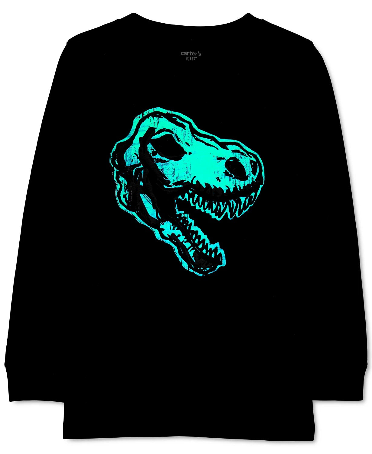 Camiseta de algodão com estampa de dinossauro fluorescente Carter's Little &amp; Big Boys, preta, tamanho 6