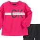 Calvin Klein Conjunto de 2 peças de moletom e leggings para meninas, rosa, tamanho 6