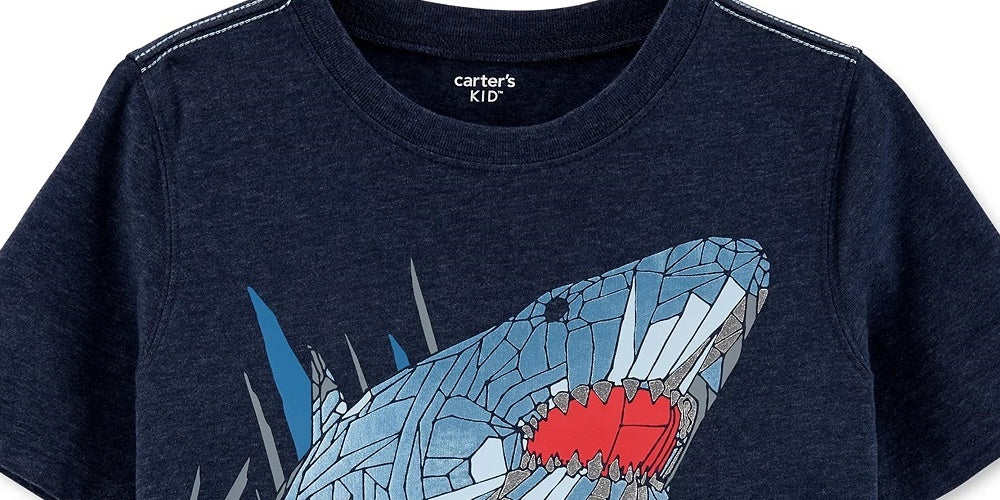 Camiseta estampada com tubarão Carter's Little &amp; Big Boy's, azul-marinho, tamanho 6