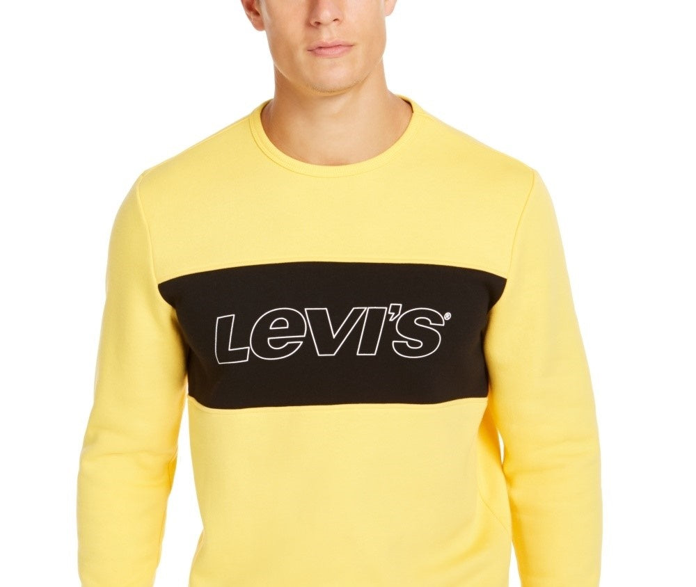 Moletom masculino Levi's com gola redonda e logotipo, amarelo, tamanho extragrande