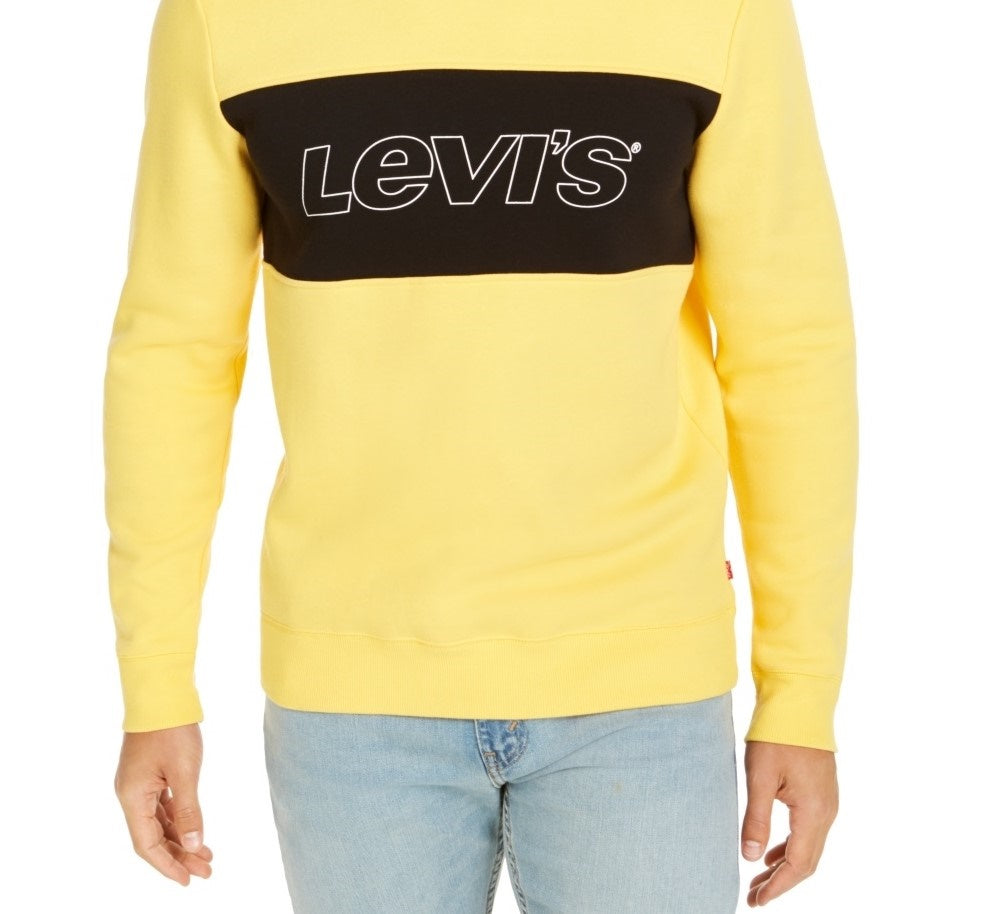 Moletom masculino Levi's com gola redonda e logotipo, amarelo, tamanho extragrande
