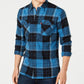Camisa de flanela xadrez masculina Levi's azul tamanho médio