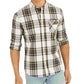 Camisa xadrez grande Levi's masculina com botões, branca, tamanho médio