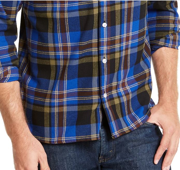 Camisa de flanela xadrez com dois bolsos Levi's masculina turquesa aqua tamanho médio