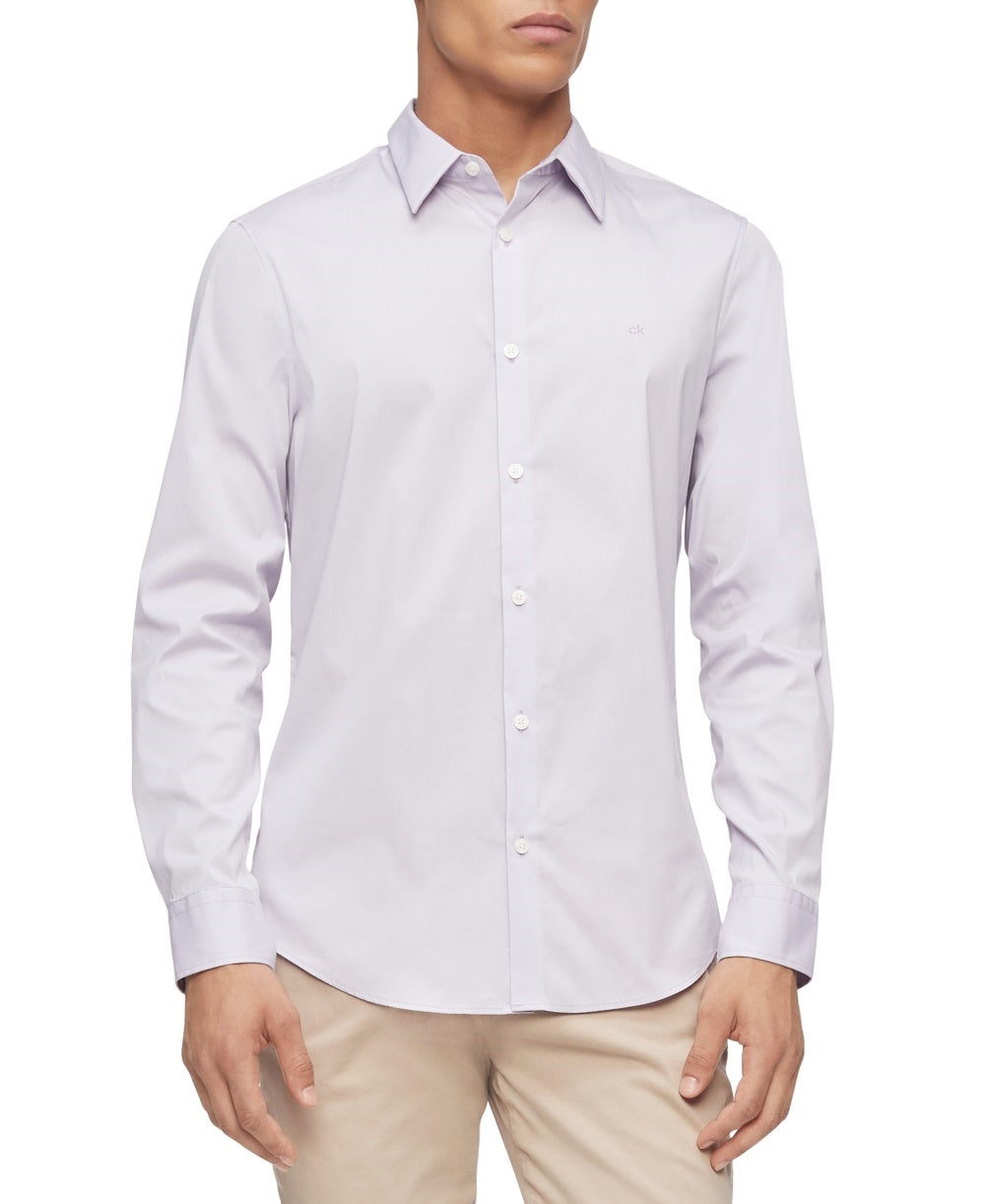 Camisa Calvin Klein Masculina Slim Fit Stretch Lisa Roxa Tamanho Médio