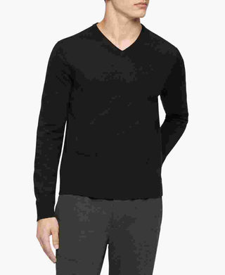 Suéter Calvin Klein Masculino de Lã Merino com Gola V, Cinza Escuro, Tamanho XS