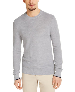 Suéter masculino Calvin Klein Merino com gola redonda, prateado, tamanho extragrande