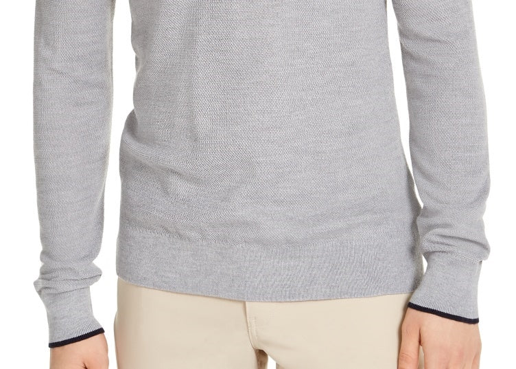 Suéter masculino Calvin Klein Merino com gola redonda, prateado, tamanho extragrande