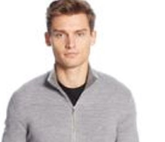 Suéter masculino Calvin Klein Merino com zíper completo, cor carvão, tamanho pequeno
