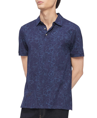 Calvin Klein Masculino Manga Curta Estampa Floral Azul Marítimo Combinado Azul Tamanho Grande