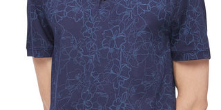 Calvin Klein Masculino Manga Curta Estampa Floral Azul Marítimo Combinado Azul Tamanho Grande
