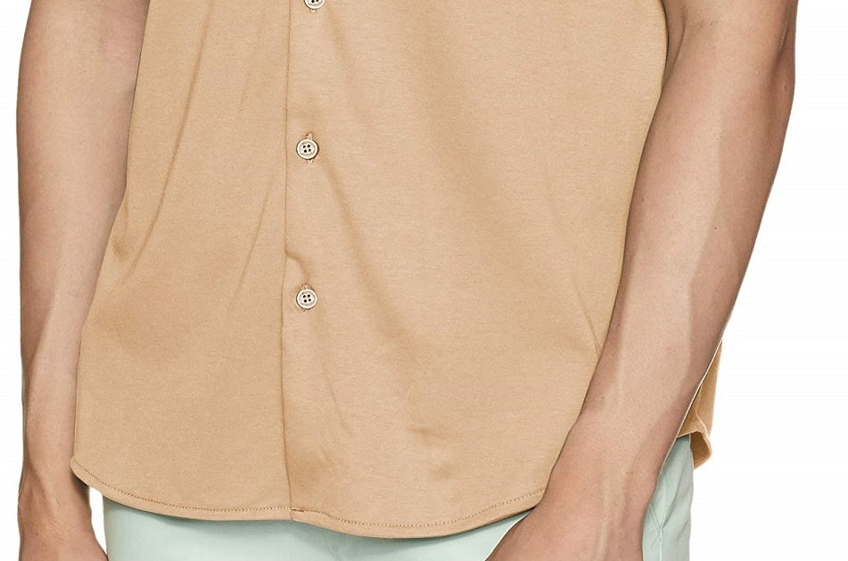 Camisa polo Calvin Klein masculina de manga curta com botões Liquid Touch, marrom, tamanho pequeno