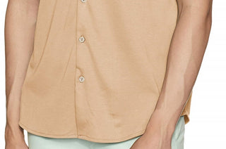 Camisa polo Calvin Klein masculina de manga curta com botões Liquid Touch, marrom, tamanho pequeno