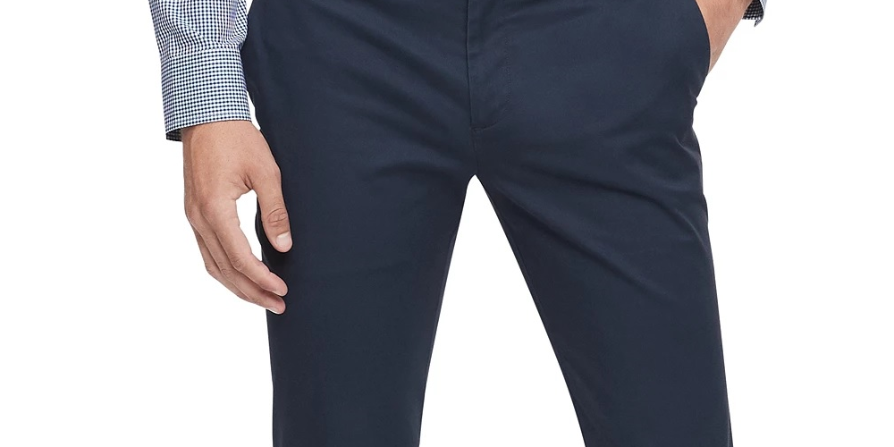 Calça Chino Slim Fit Masculina Calvin Klein Refined Stretch Azul Tamanho 30X32