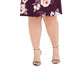 Vestido de festa feminino Love Squared com manga sino floral e ombro de fora, comprimento até o joelho, roxo, tamanho 1X