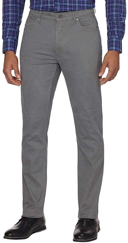 Calça DKNY Masculina Stretch Cintura Média Perna Reta Cinza Tamanho 38X30