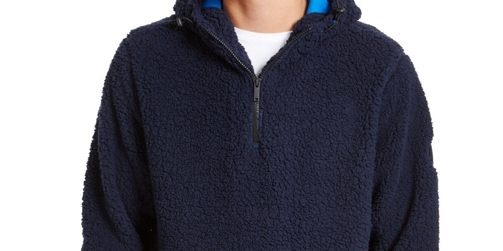 Suéter DKNY Sherpa Masculino com Zíper de 1/4 Azul Marinho Tamanho XXG