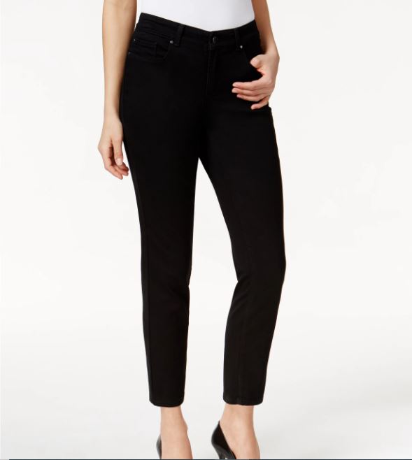 Calça jeans skinny feminina Charter Club Bristol, preta, tamanho 10, pequena