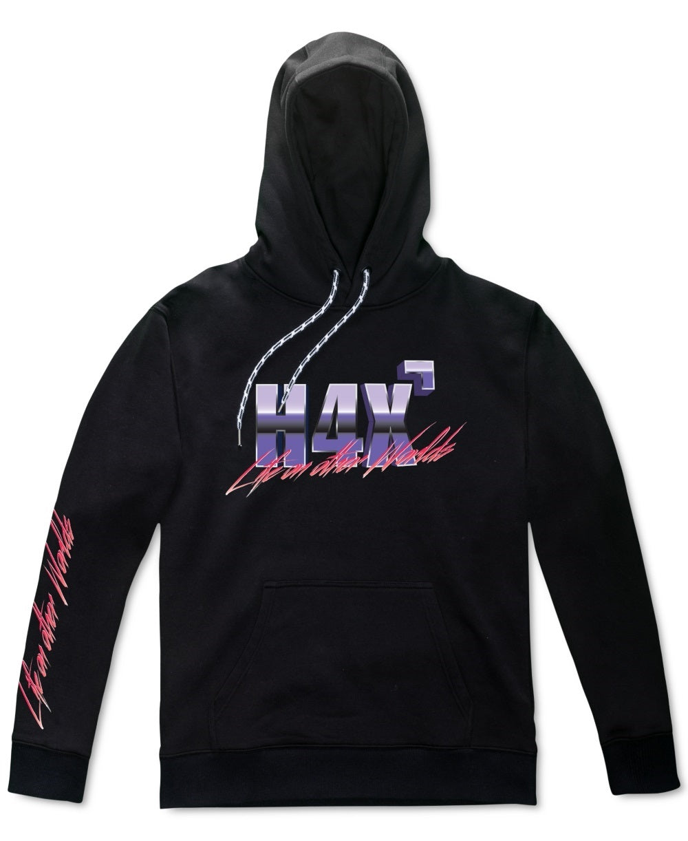 H4X Moletom com capuz masculino de lã com ajuste solto e logotipo, preto, tamanho grande