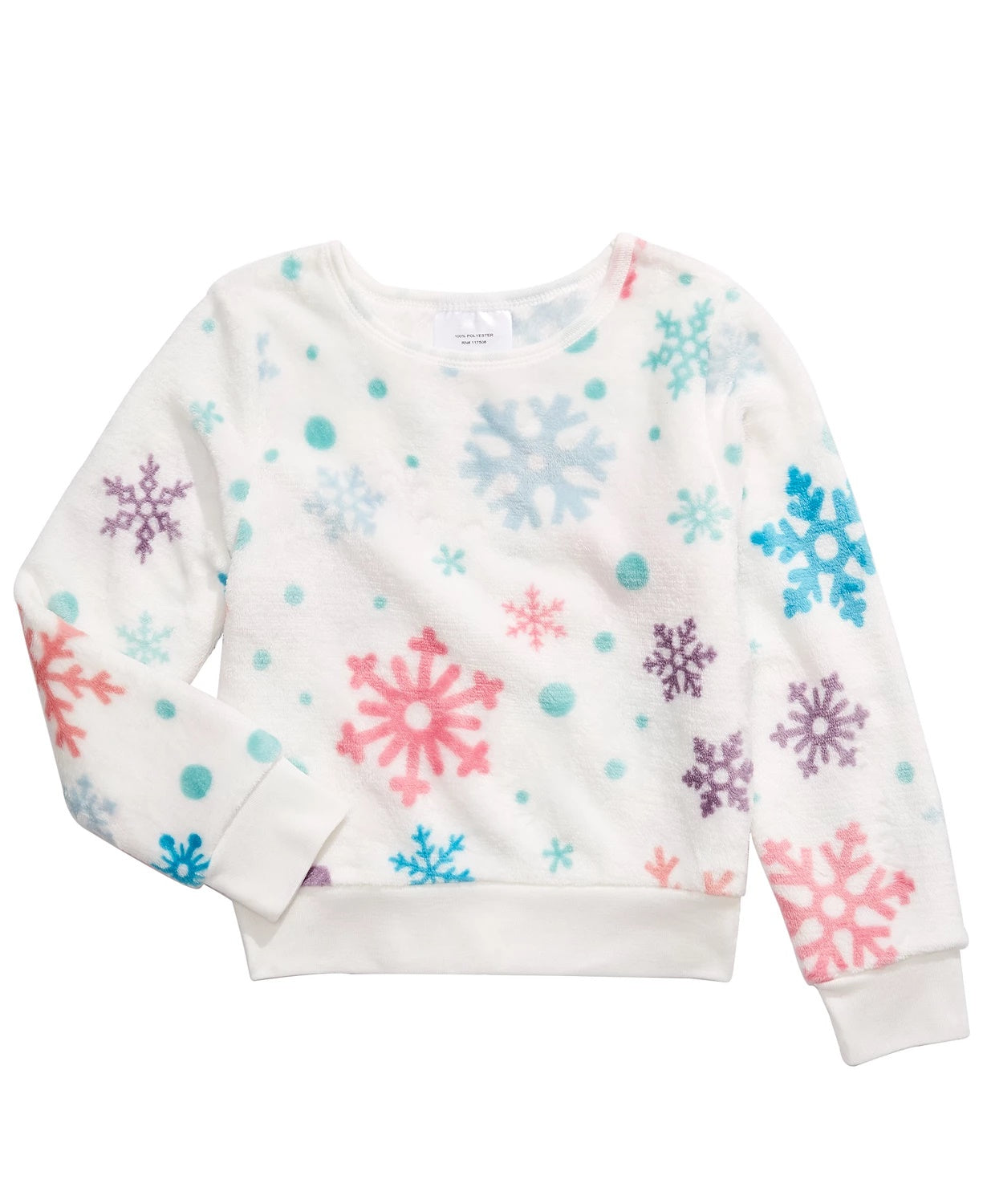 Blusa de pelúcia com estampa de floco de neve Evy Of California Big Girls, bege, tamanho pequeno