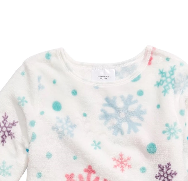 Blusa de pelúcia com estampa de floco de neve Evy Of California Big Girls, bege, tamanho pequeno