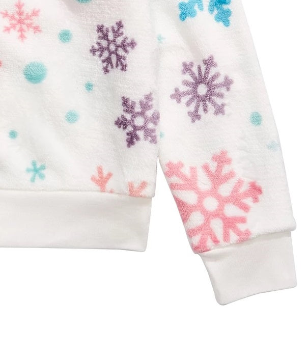 Blusa de pelúcia com estampa de floco de neve Evy Of California Big Girls, bege, tamanho pequeno