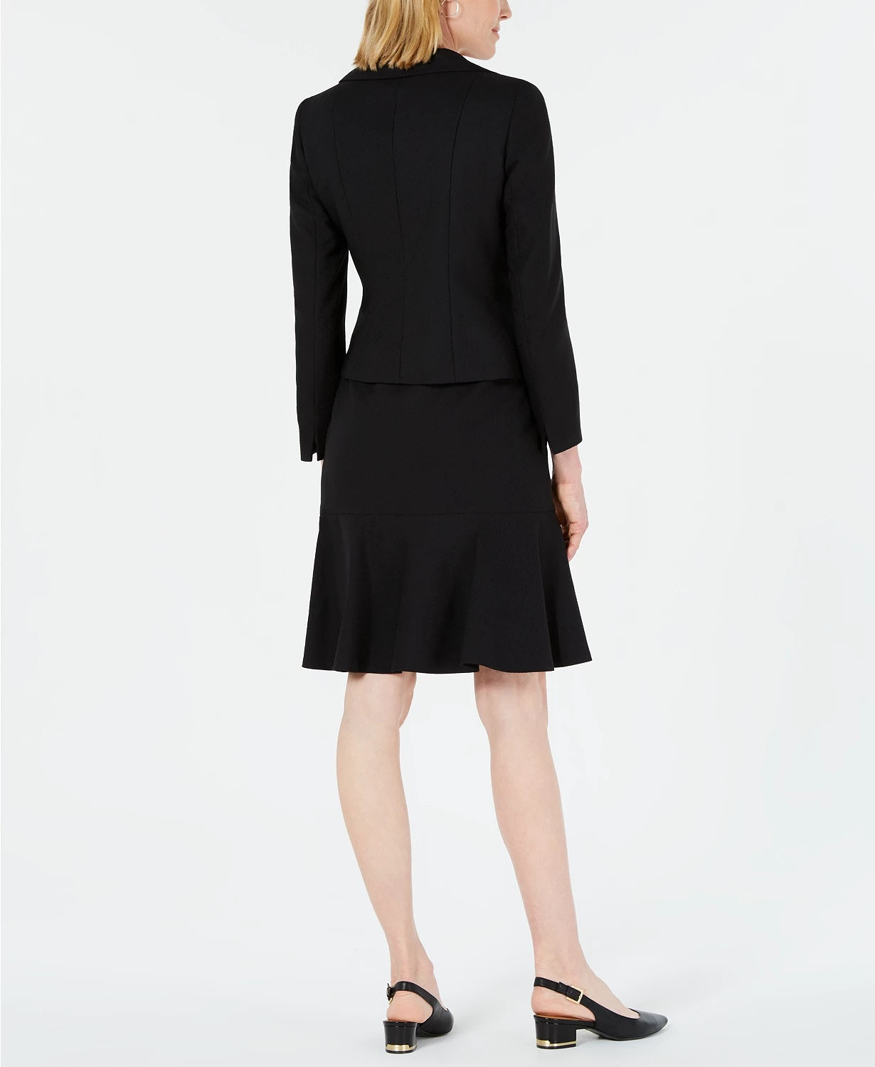 Le Suit Feminino Saia Jacquard Diamante Três Botões Preto Tamanho 8