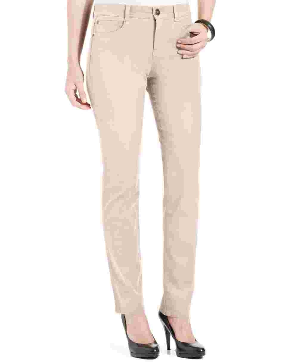 Jeans feminino estilo &amp; Co Petite Tummy Control com perna justa, rosa, tamanho 14P