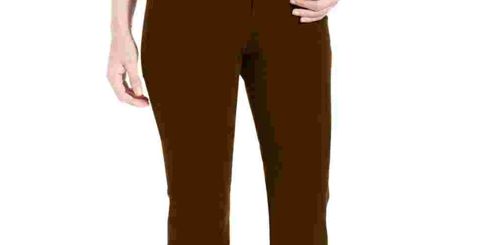 Jeans feminino estilo &amp; co, perna justa e controle de barriga, marrom, tamanho 24x4,5