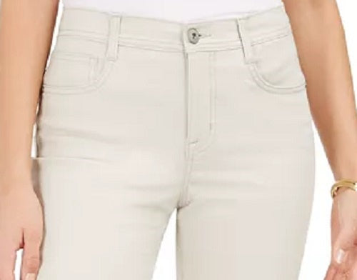 Jeans feminino estilo &amp; co com controle de barriga e perna justa, bege, tamanho 12