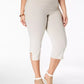 Calça Capri Plus Size JM Women's Collection Bege Escuro Tamanho 3X