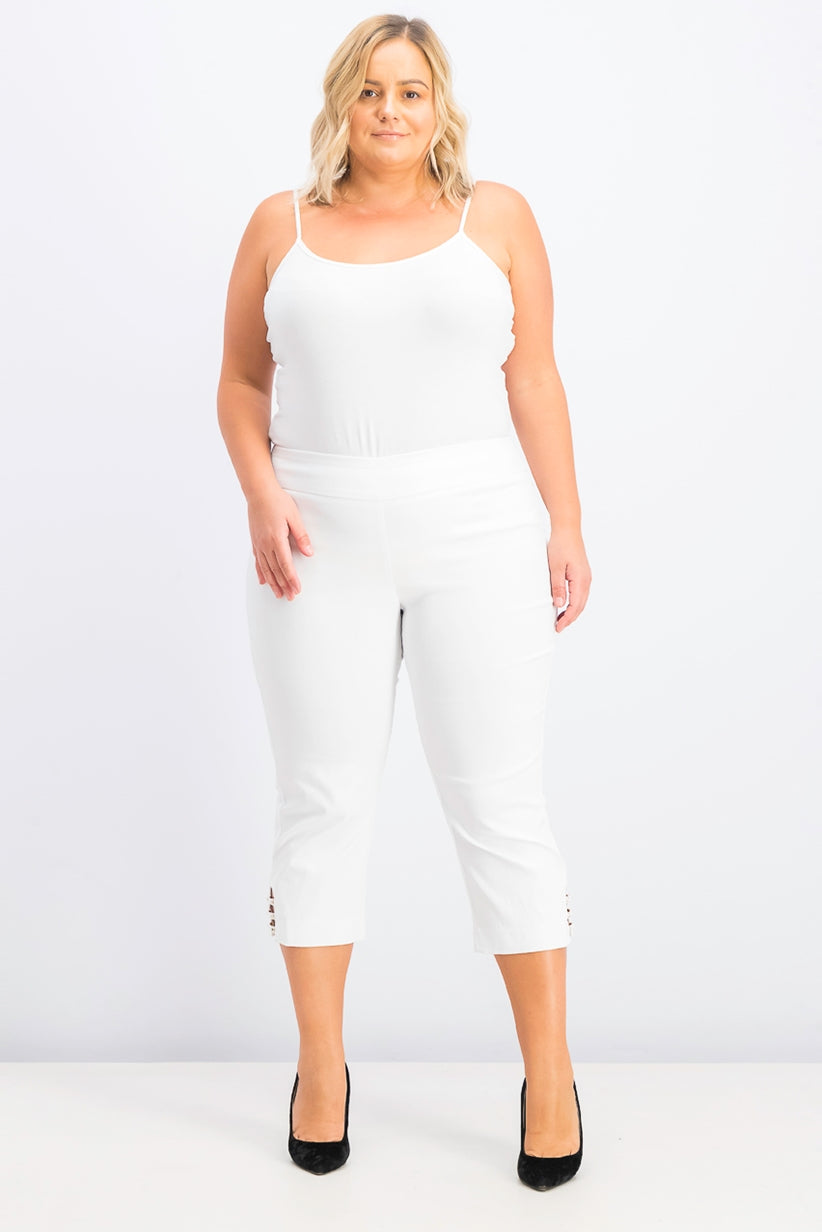 Calça Capri Plus Size Feminina JM Collection Branca Tamanho 3X