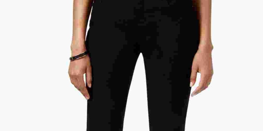 Calça jeans feminina Curvy Fit Skinny Regular, curta e longa, preta, tamanho 10, da Style &amp; Co