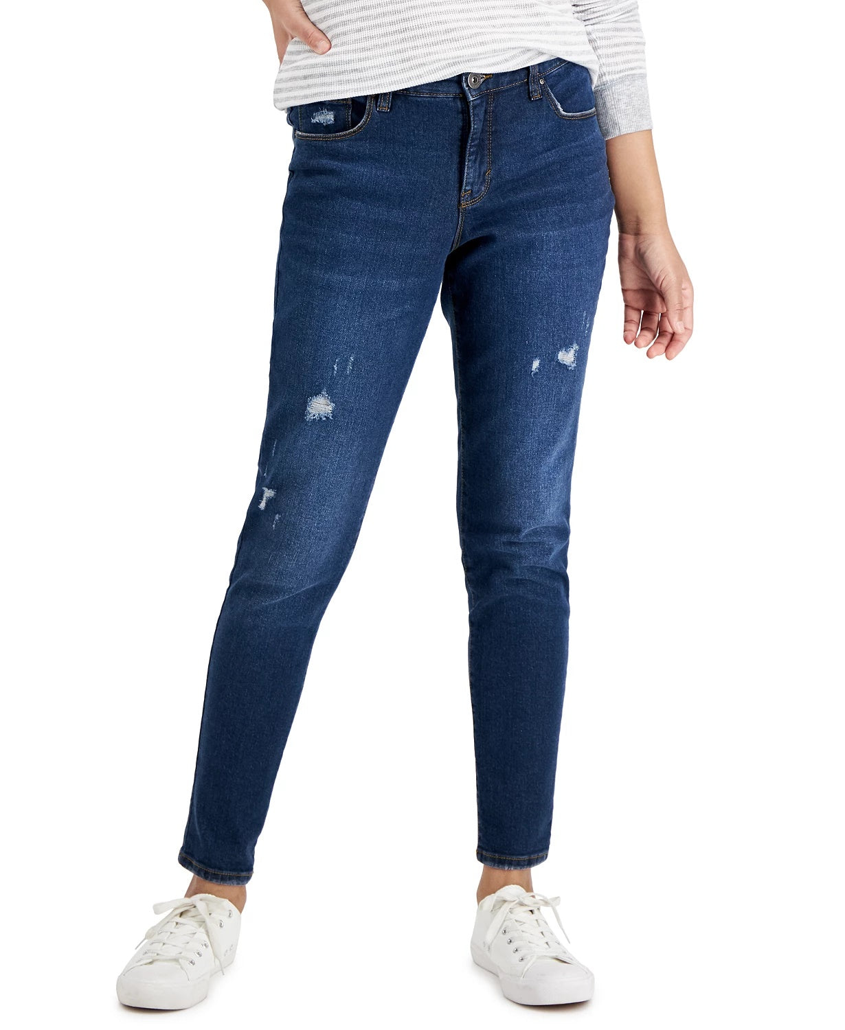 Calça jeans skinny feminina Style &amp; Co Curvy Fit, comprimento regular, curta e longa, azul, tamanho 8