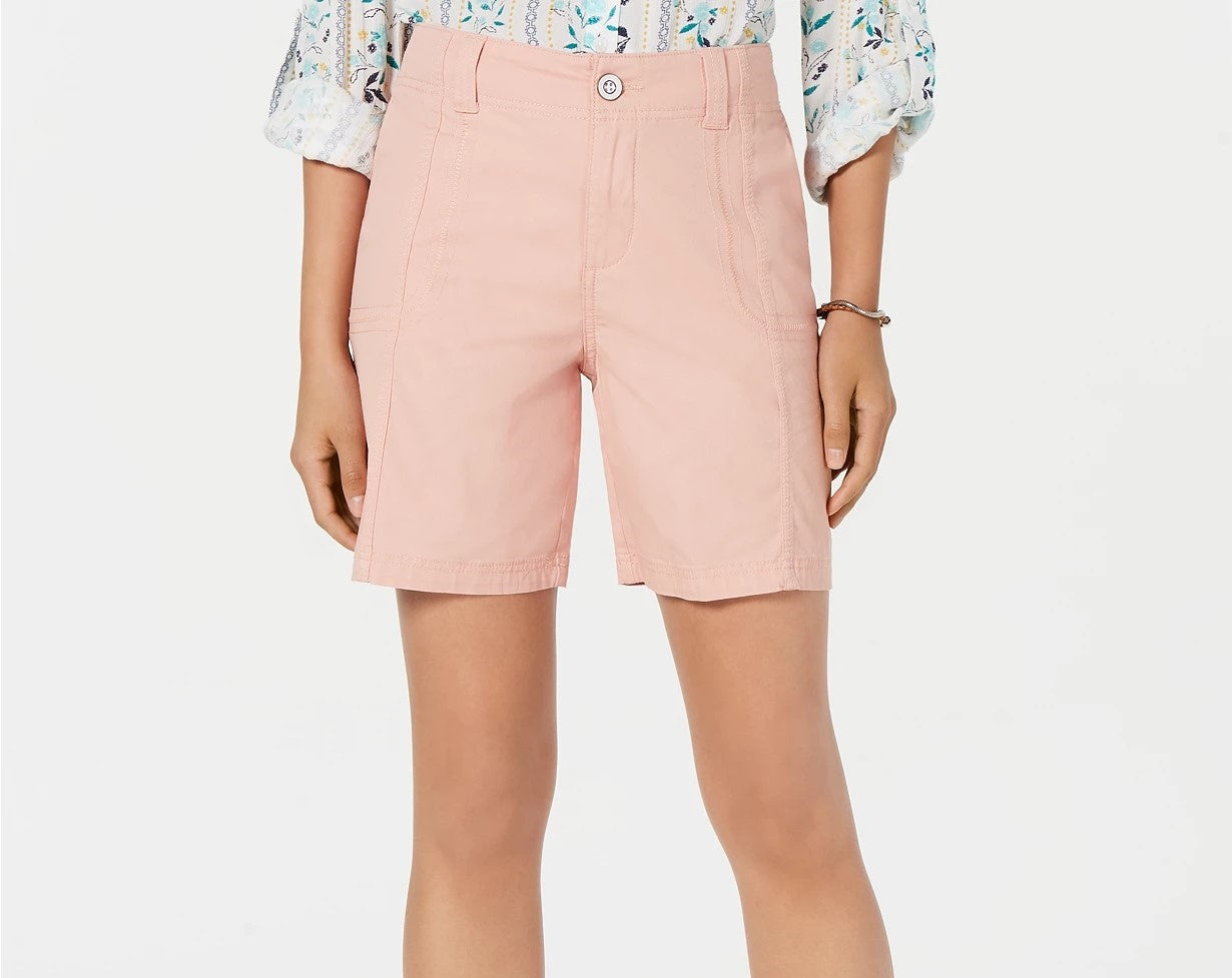 Shorts cargo femininos estilo &amp; co, cintura confortável, rosa, tamanho 2