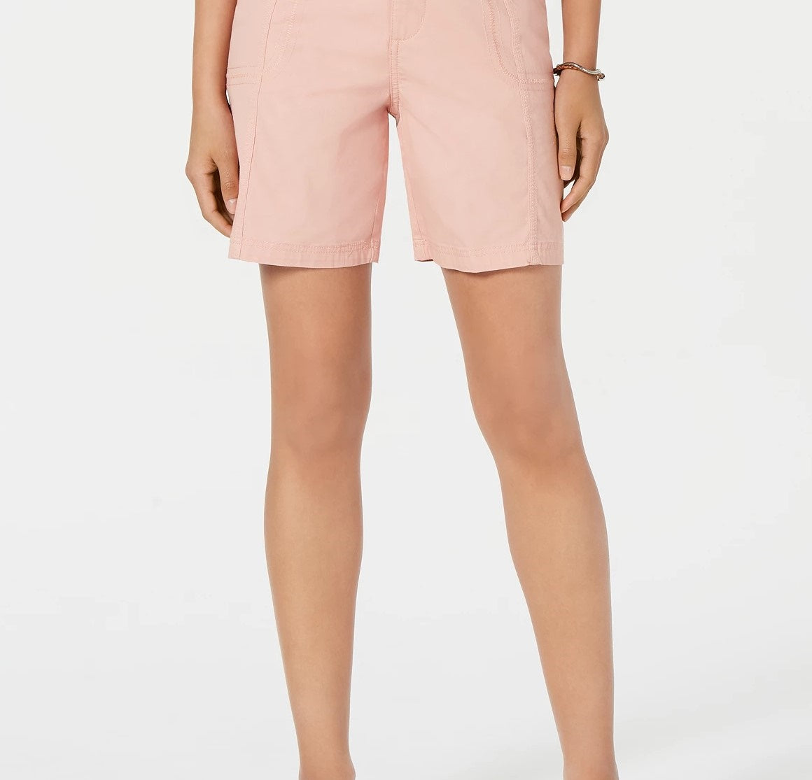 Shorts cargo femininos estilo &amp; co, cintura confortável, rosa, tamanho 2